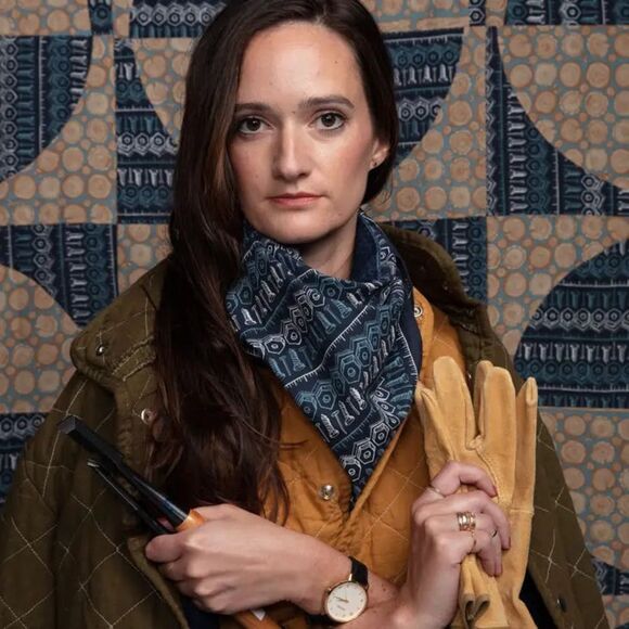 Navy Blue Patterned Bandana with a screw and bolts print - Picture 6 of 6